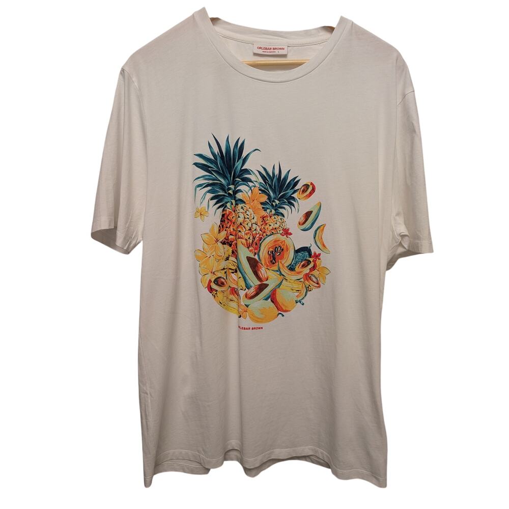 Orlebar Brown Nicolas Cloud Club Tropicana Graphic Tee White Vacation Cotton